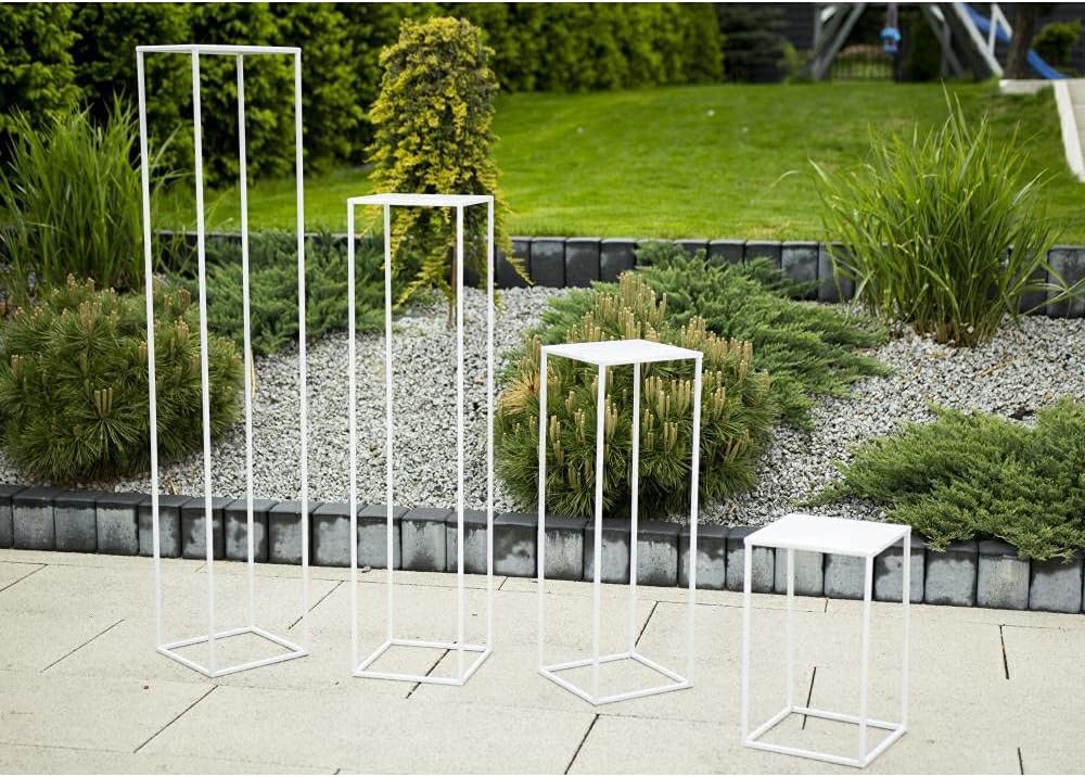 HowHomely Blumenständer Metall Weiss 40 cm Hoch - Solider und Robuster Blumenhocker Metall - Pflanze