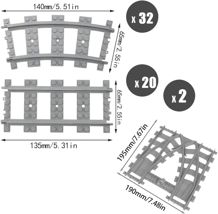 SenaiMy 54 Stück Eisenbahn Schienen City Schienen, Bausteine Zug Schienen Set für City Zug Zubehör,