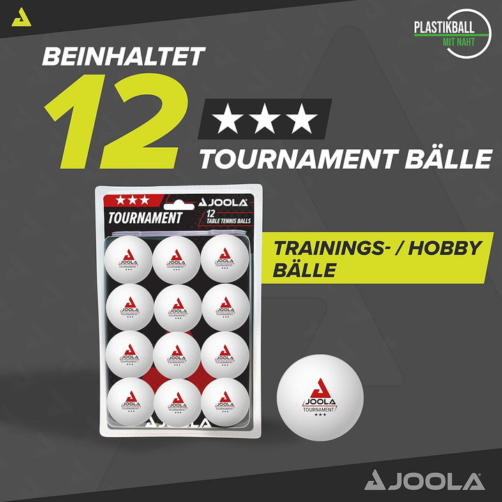 JOOLA Tischtennis-Hülle Alukoffer Schwarz Bundle mit 3-Stern Tischtennisbälle, 12 Stück, Schwarz Bun