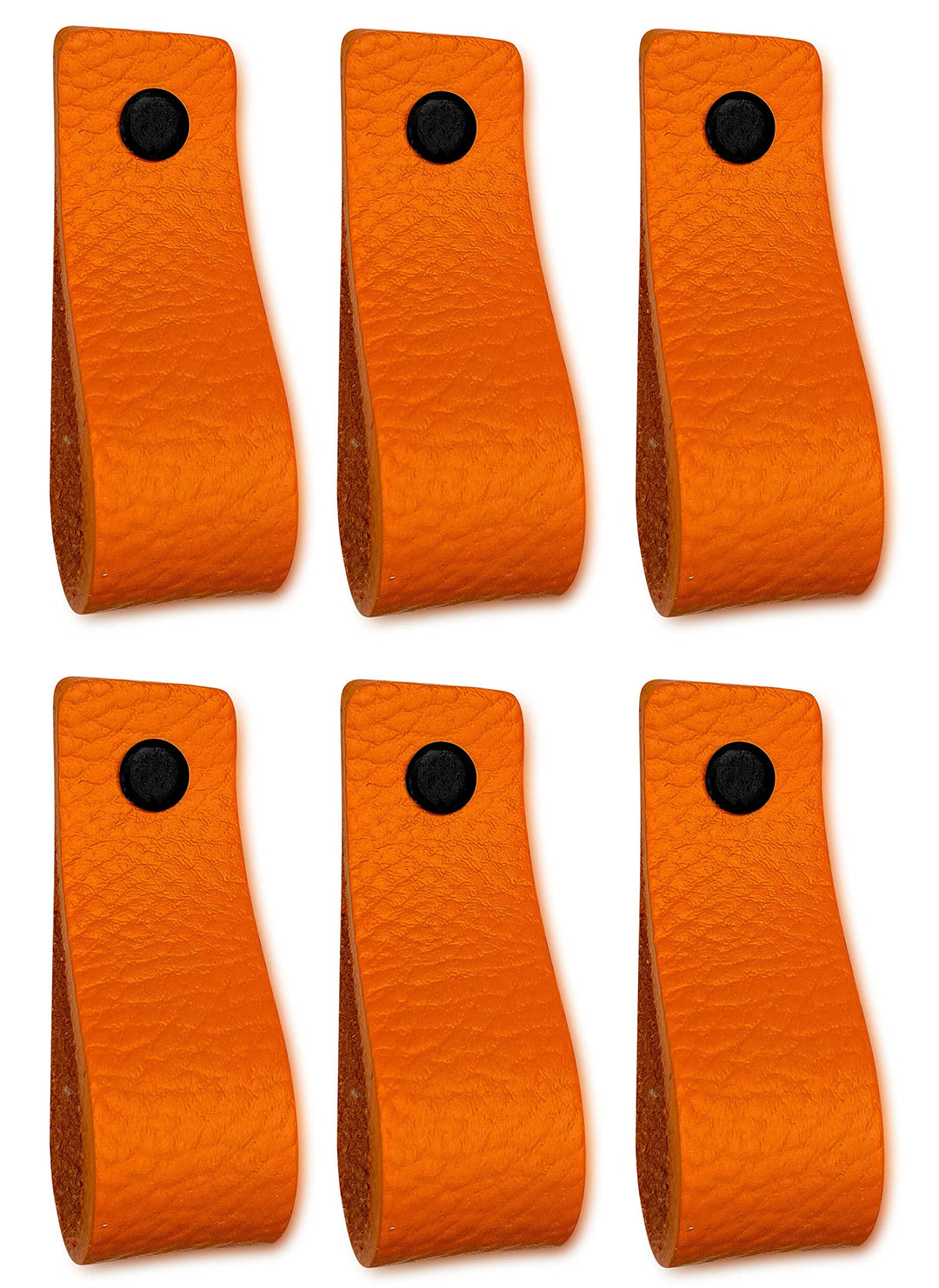 Brute Strength - Ledergriffe für Möbel - Orange - 6 Stück - 16,5 x 2,5 cm - Schrankgriff, Türgriff f