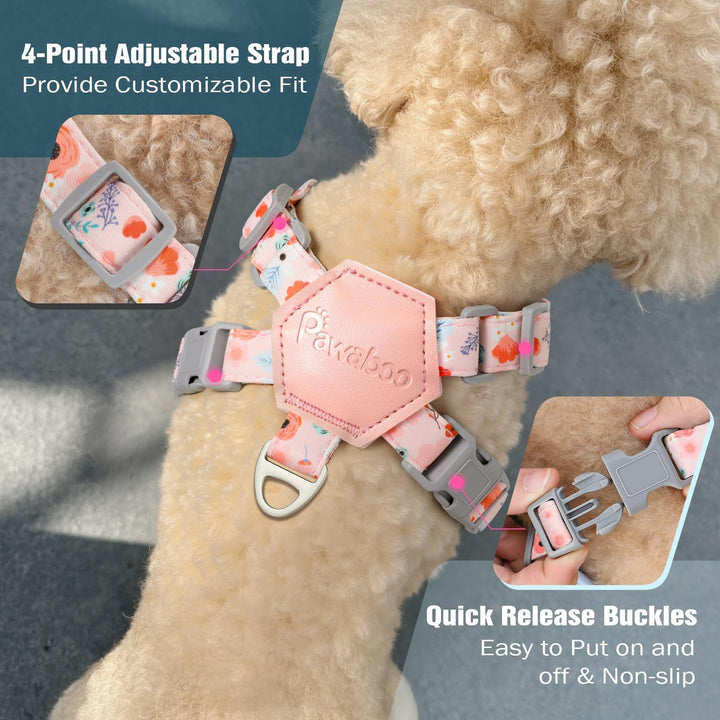 Pawaboo Hundegeschirr mit Hundeleine Set, X-Rahmen Verstellbares Anti Zug Anti-Erstickung Hund Brust