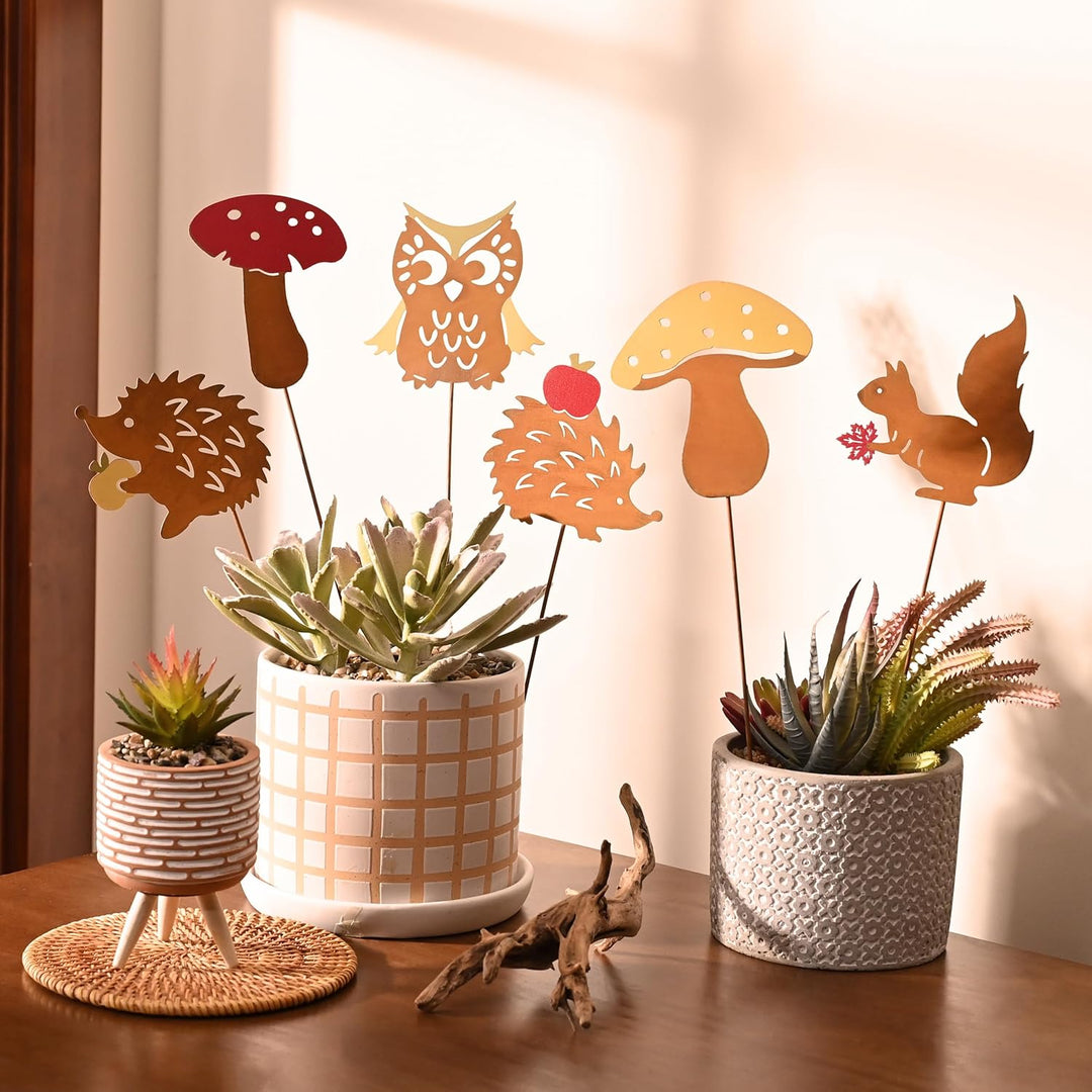 VALERY MADELYN 8er Rost Gartenstecker für Herbstdeko Draussen,25cm Bunt Rostoptik Gartendeko mit Ige