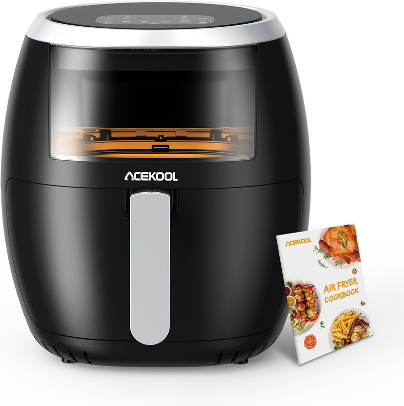 Heissluftfritteuse, Heissluftfritteuse onhe Öl 8L 1800W, Air Fryer mit Sichtfenster, Einstellbare Te