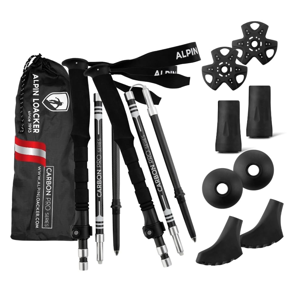ALPIN LOACKER Wanderstöcke faltbar Carbon oder Aluminium mit Korkgriff I Nordic Walking Stöcke Damen