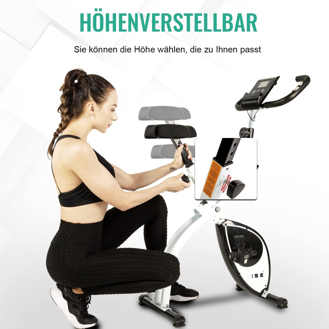 ISE X-Bike Fitnessbike für Zuhause Heimtrainer Fahrrad Klappbar F-Bike verstellbare Magnetron-Widers
