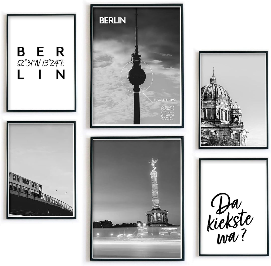 Berlin Poster - Wohnzimmer Bilder Set für Berliner - Geschenk Idee zum Einzug/Umzug - Hauptstadt - o