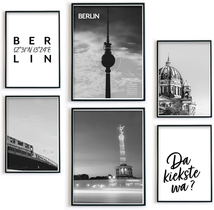 Berlin Poster - Wohnzimmer Bilder Set für Berliner - Geschenk Idee zum Einzug/Umzug - Hauptstadt - o