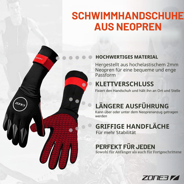 ZONE3 Neoprenhandschuhe Handschuhe L schwarz/rot, L schwarz/rot