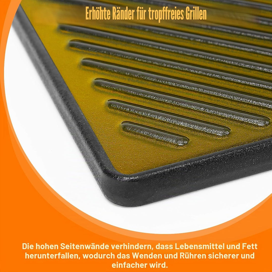 Denmay 43,5cm x 23,5cm Gusseisen Grillplatte für Landmann Triton 2, Enders Kansas Pro 4, Boston Blac