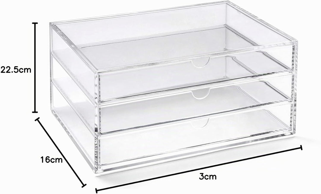 OSCO A3277 Magazin mit 3 Schubladen aus klarem Acryl, Gross, durchsichtig 16.6T x 23.3B x 11.4H cm (
