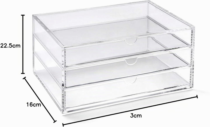 OSCO A3277 Magazin mit 3 Schubladen aus klarem Acryl, Gross, durchsichtig 16.6T x 23.3B x 11.4H cm (
