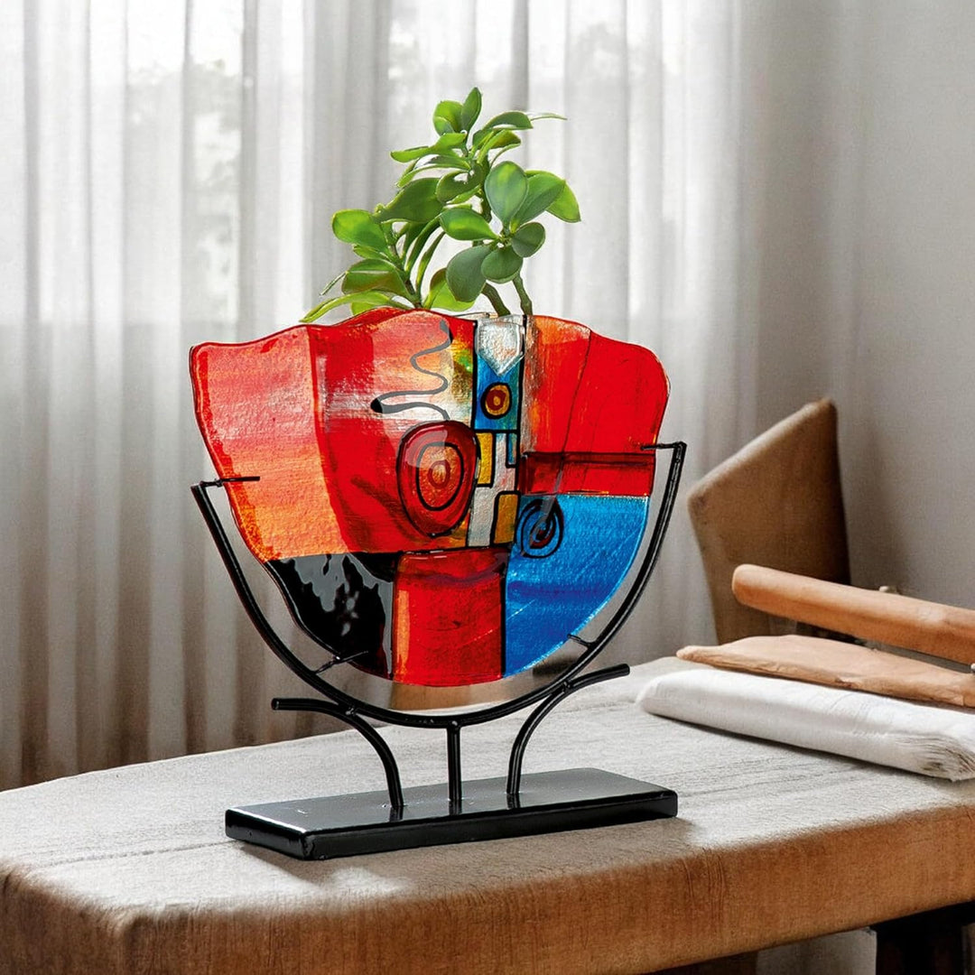 GILDE Glas Art Dekovase XL – Designer Deko abstrakte Vase Dekoobjekt – Home Design für Wohnzimmer Sc