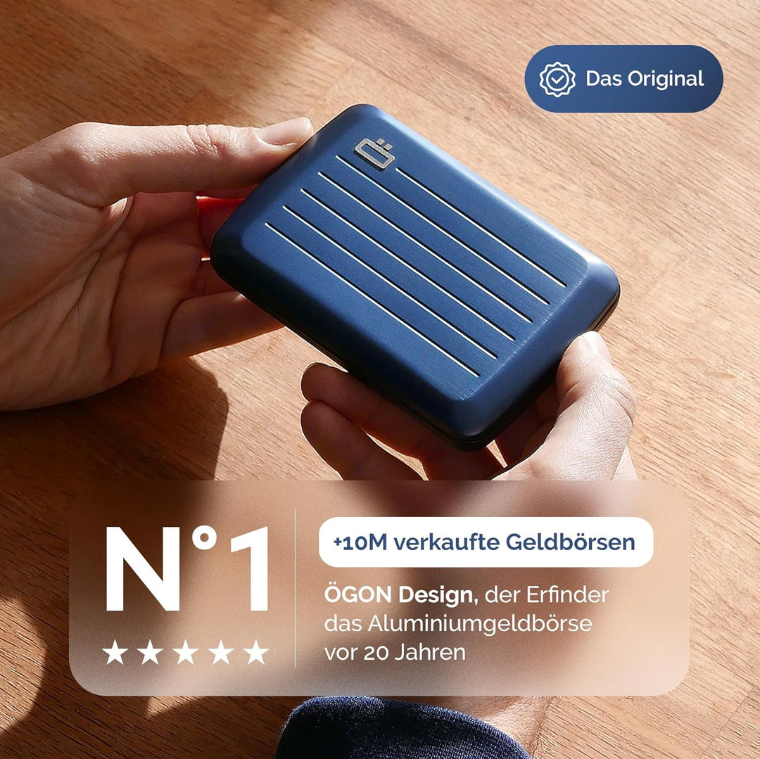 OGON Aluminium Geldbörse Smart Case V2 - Einfache Lagerung - Metallverschluss - Kartenetui mit RFID-