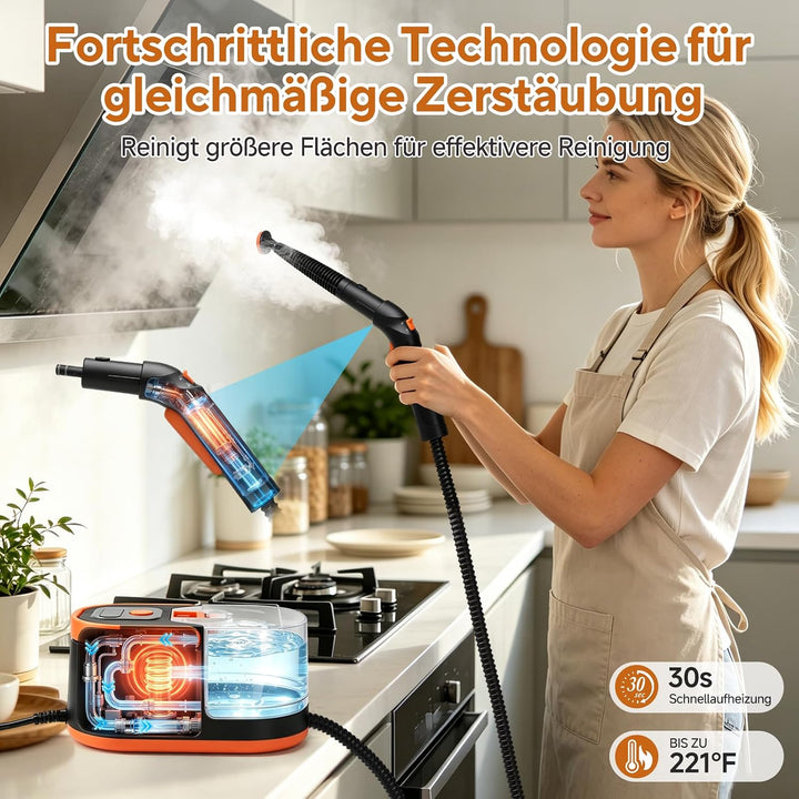 Dampfreiniger Handgerät für Haushalt Auto Handdampfreiniger 221°F 4 Bar Black, Black