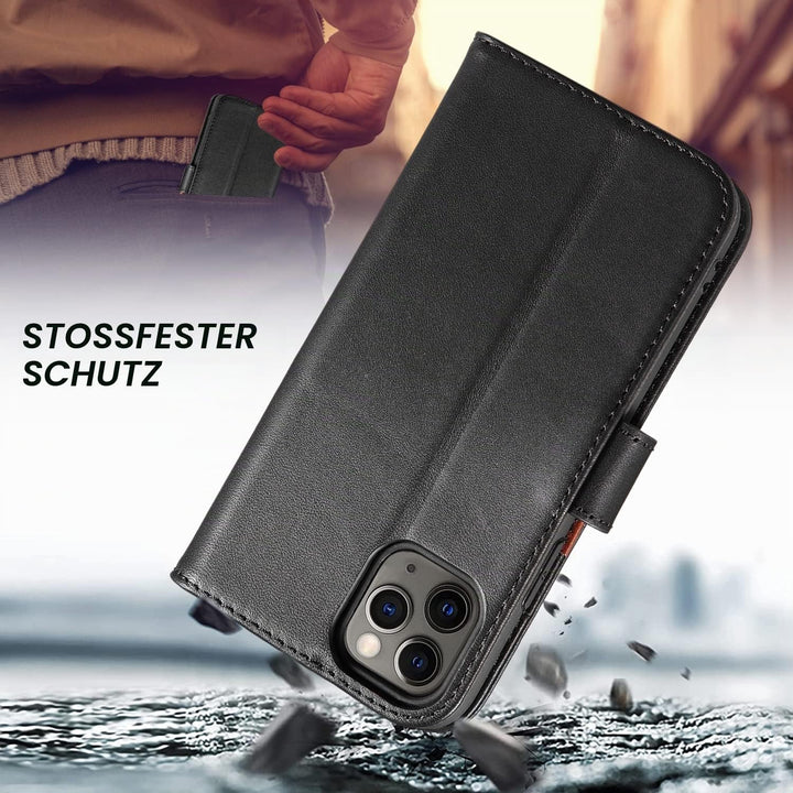 LENSUN Echtleder Hülle für iPhone 11 Pro, Handyhülle [Echtes Leder][Magnetverschluss][RFID Schutz] H