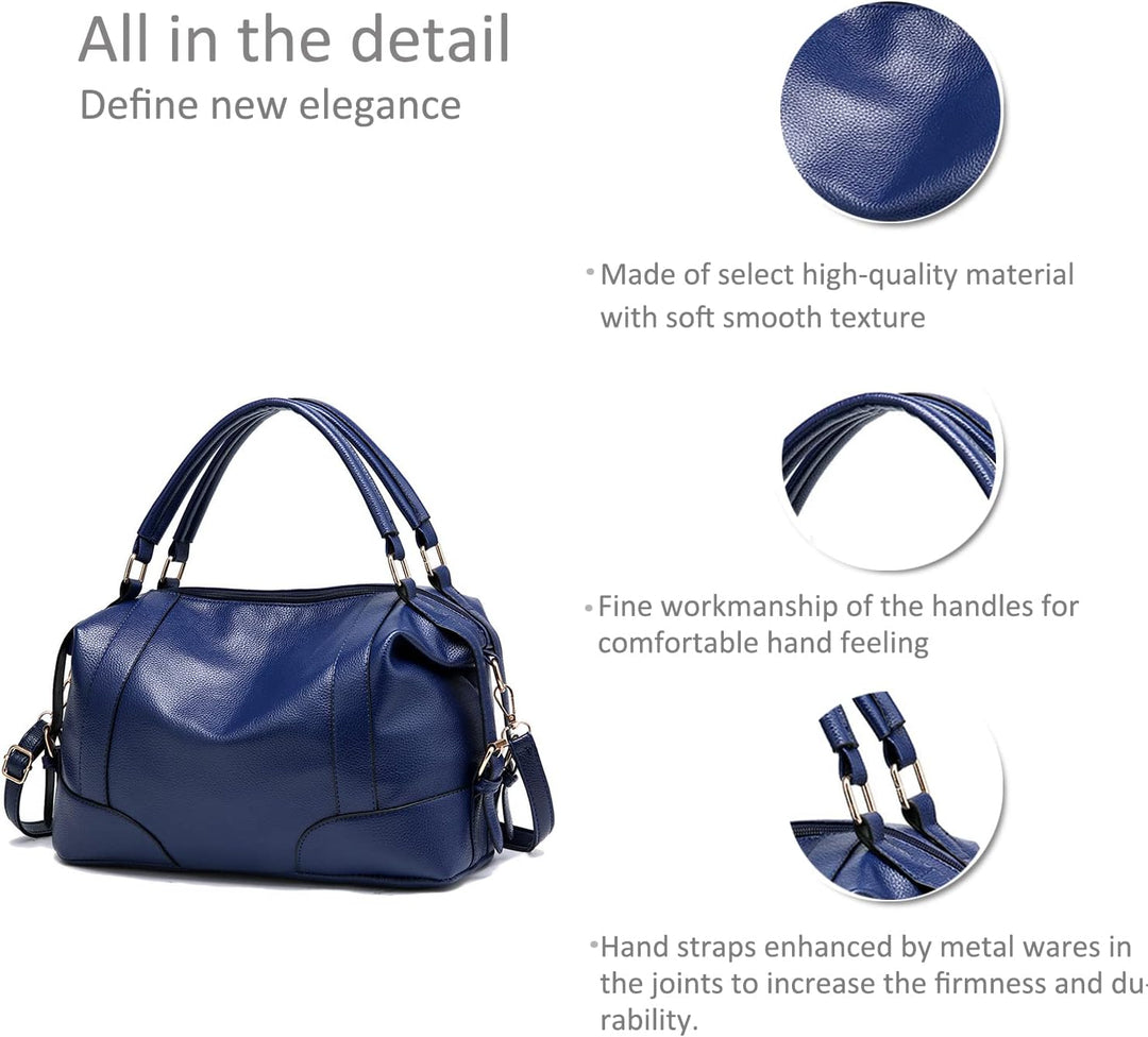 NICOLE & DORIS Damen Handtaschen Öl gewachste Tasche Top-Griffe Crossbody Boston Taschen Blau, Blau