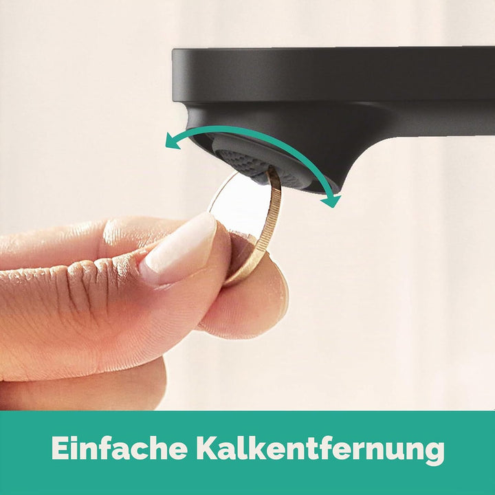 Hansgrohe Rebris S Armatur Coolstart mit Zugstangen-Ablaufgarnitur und Ablaufgarnitur in Matt Schwar