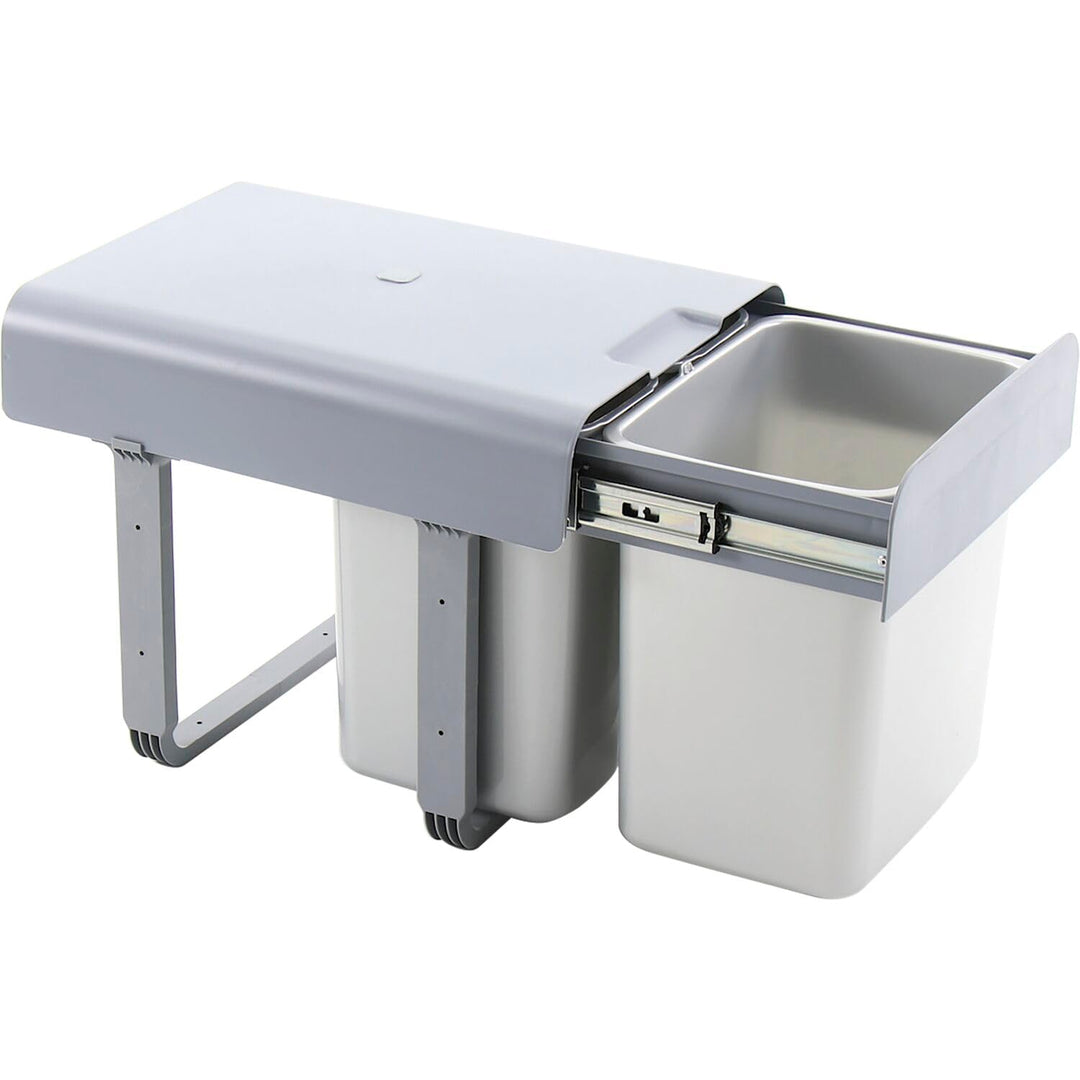 EKOTECH Einbau-Abfallsammler Ekko 40 1 x 16/2 x 8 Liter Kunststoff Grau ausziehbar 1 x 16 / 2 x 8 Li