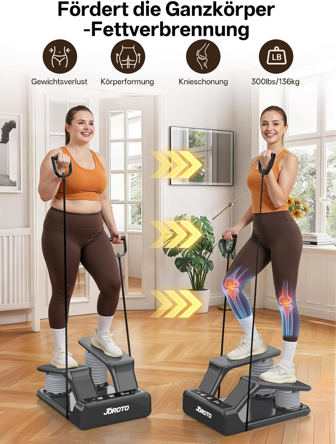 JOROTO Air Resistance Stepper für Zuhause, Mini Stepper mit 5-stufig Einstellbarer Intensität + Bänd