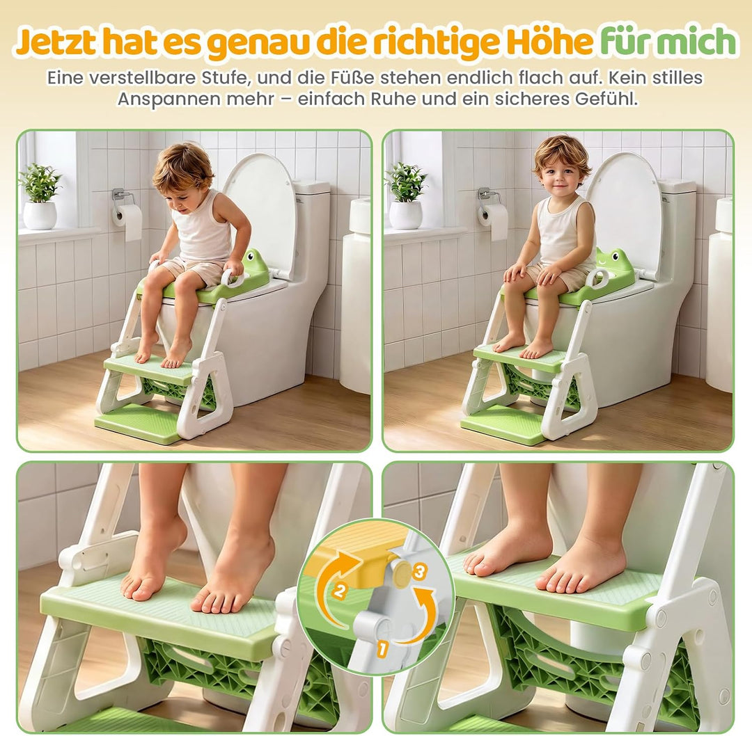 Orzbow Kinder Toilettensitz, Stabil Toilettensitz Kinder mit Treppe und Dreiecksstruktur, Verlängert