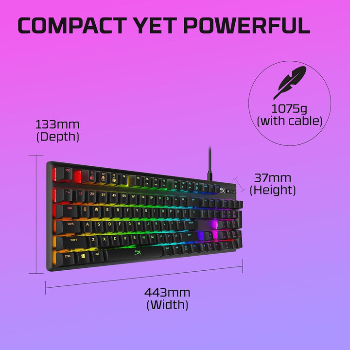 HyperX Alloy Origins – Mechanische Gaming–Tastatur, RGB, HyperX Blue mechanische Switches, kompakt,