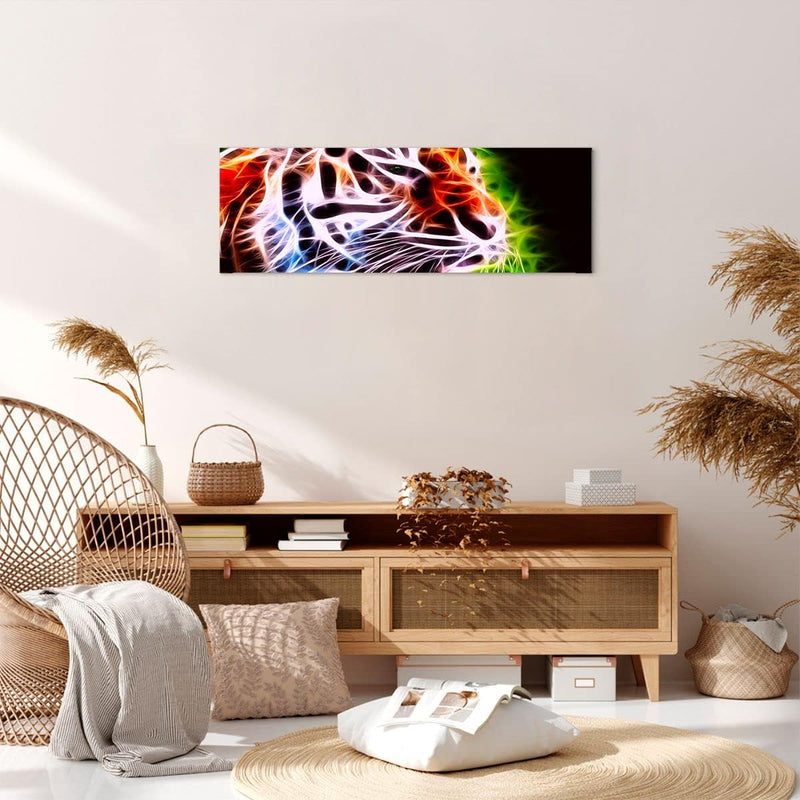 Panorama Bilder auf Leinwand Afrika aggression tiere tiger Leinwandbild 90x30cm Wandbilder Dekoratio