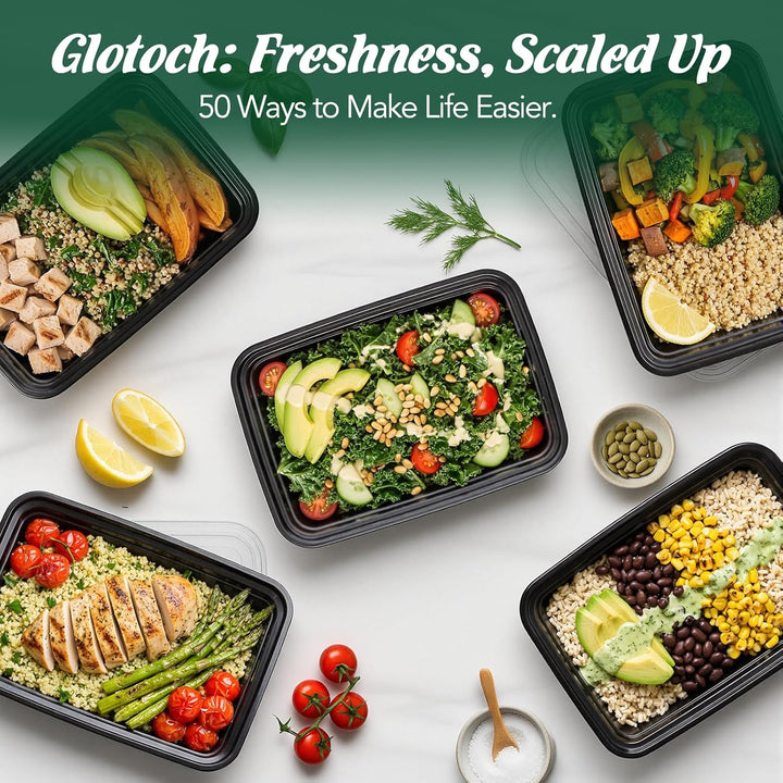 Glotoch Meal Prep Containers 32oz Containers Single 1 Compartment with Lids Food Storage Containers