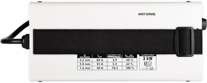 Telwin T-ARC 120 MMA Inverterschweissgerät für das Elektrodenschweissen mit Schweisszubehör, 80A, 80