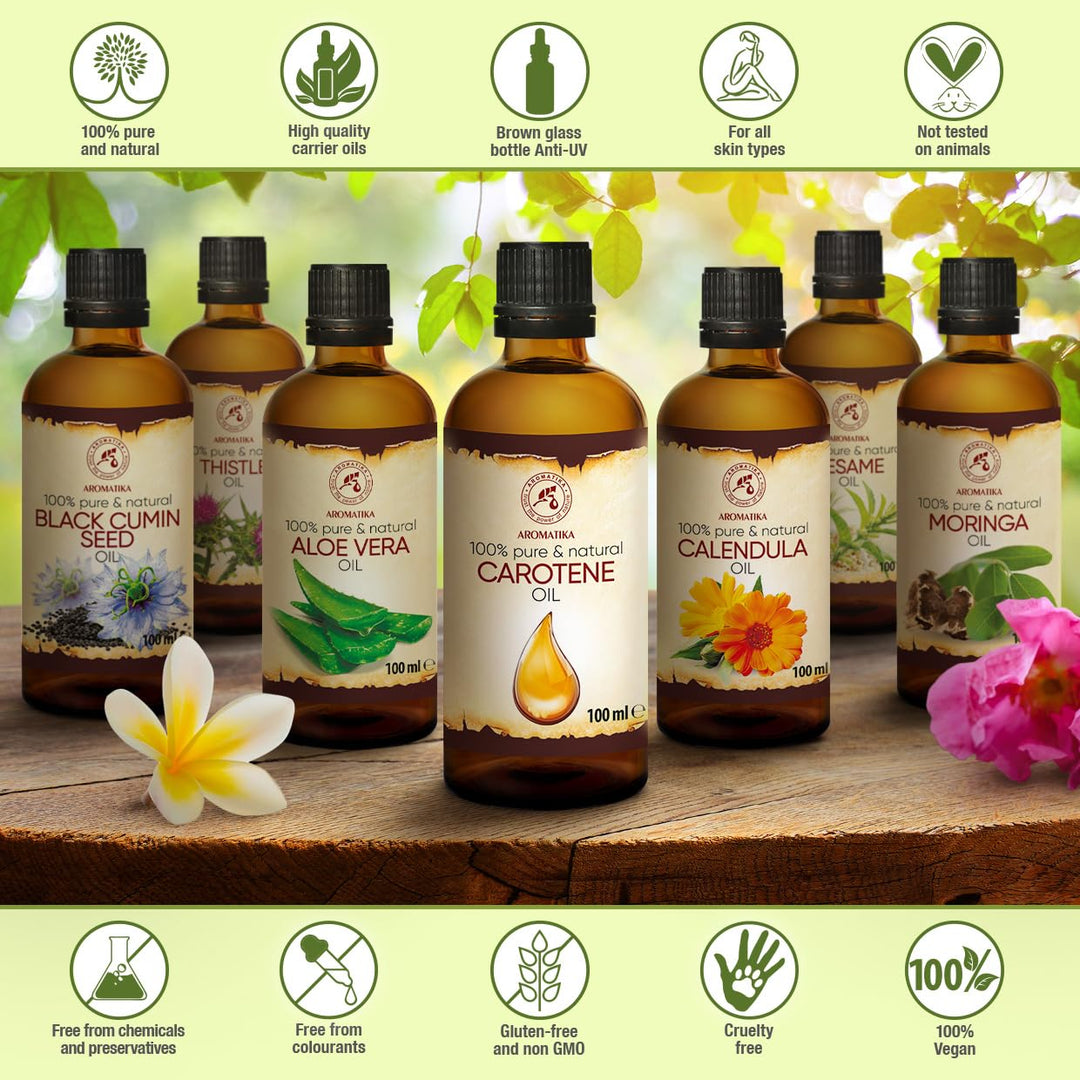 Carotin Öl 100 ml - Natürliches Karottenöl - Pflegeöl für Gesicht, Körper &amp; Haare, Hautpflege &amp; Körp