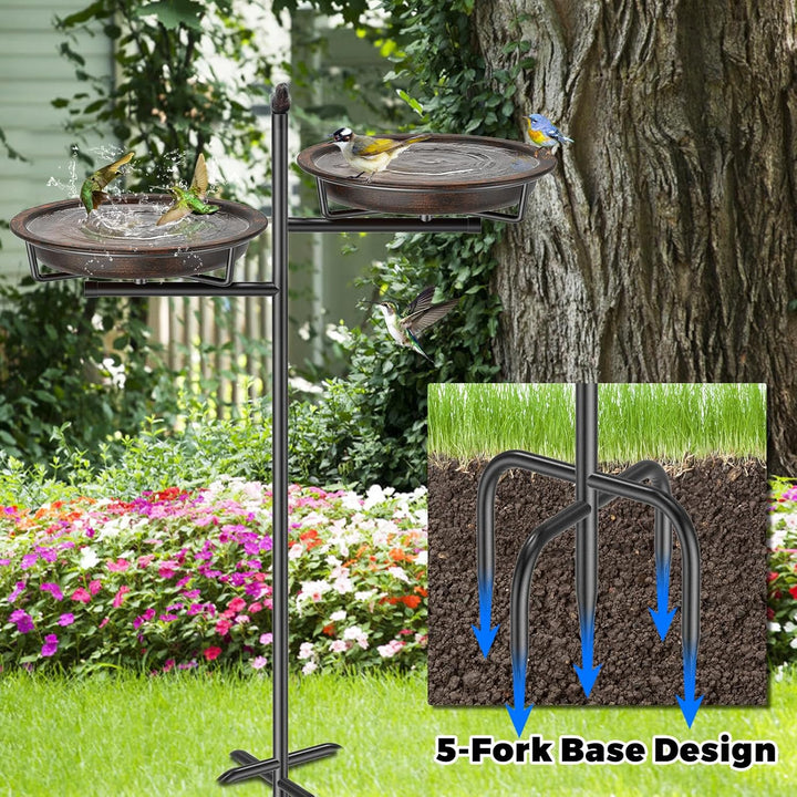 Vogeltränke Vogelbad Schale Stehend, 2-in-1 Vogelbad für Draussen Garten mit Doppelbecken für Wasser