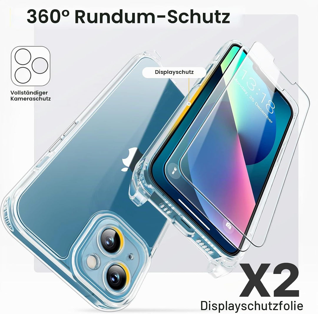 GOODVISH 3 in 1 Handykette für iPhone 13 6,1 Zoll - mit 2 Stück Schutzfolie - Necklace Hülle mit Ban