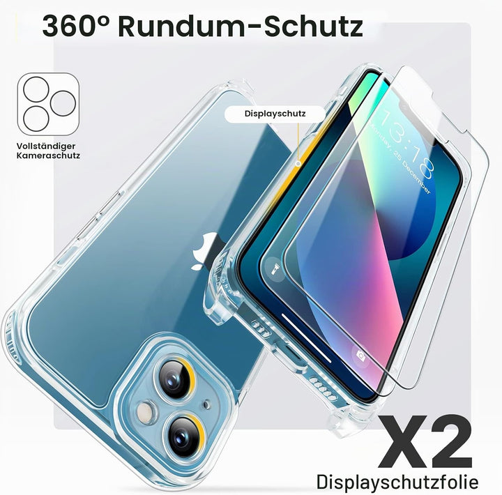 GOODVISH 3 in 1 Handykette für iPhone 13 6,1 Zoll - mit 2 Stück Schutzfolie - Necklace Hülle mit Ban