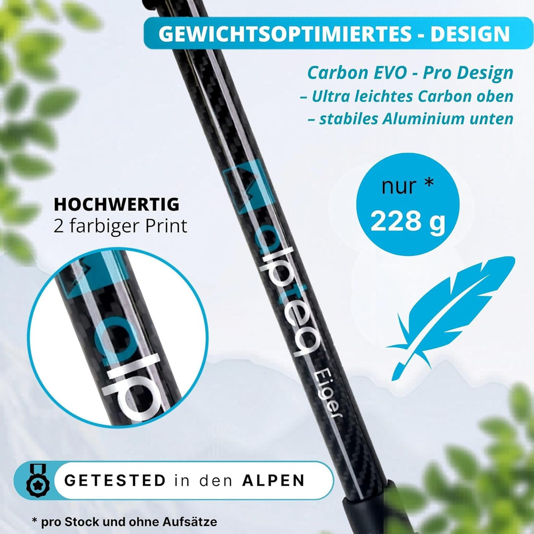 Carbon Wanderstöcke Teleskop – Ultraleichte Trekkingstöcke Kohlenstofffaser & Aluminium für Damen, H