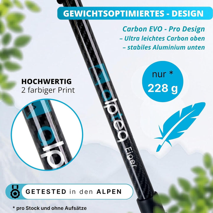 Carbon Wanderstöcke Teleskop – Ultraleichte Trekkingstöcke Kohlenstofffaser & Aluminium für Damen, H