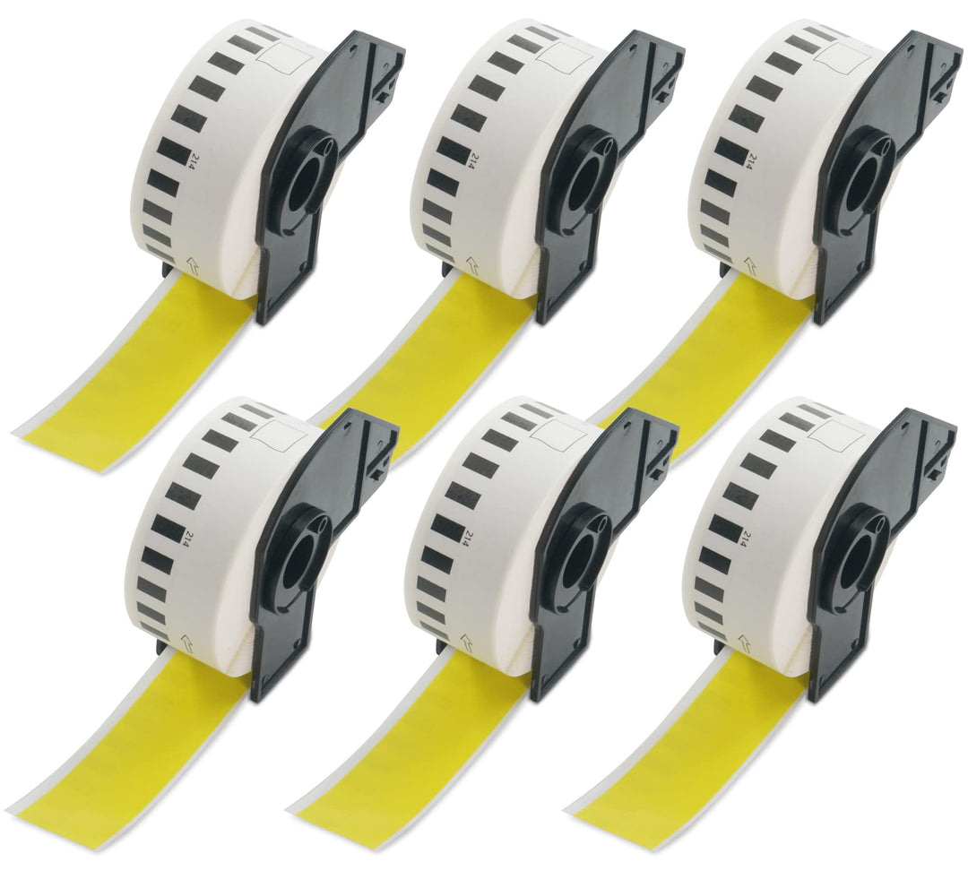 BETCKEY - 6 Rollen DK-22214 Endlosetiketten (Papier) Kompatibel mit Brother, 12mm x 30.48m, 6 Farbig