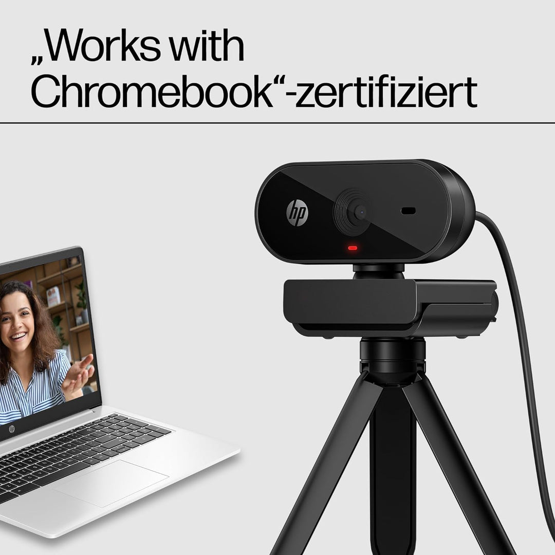HP 320 All-in-One-Webcam (USB-A, 1080p/Full HD Auflösung, 360° schwenkbar, 66°-Weitwinkel, Belichtun