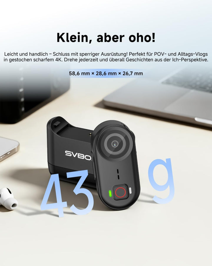SVBONY SVGo M3 Mini Action Cam 4K Mit Dreieckiger Teleskophalterung, NEU Verbessert mit Ladestation,