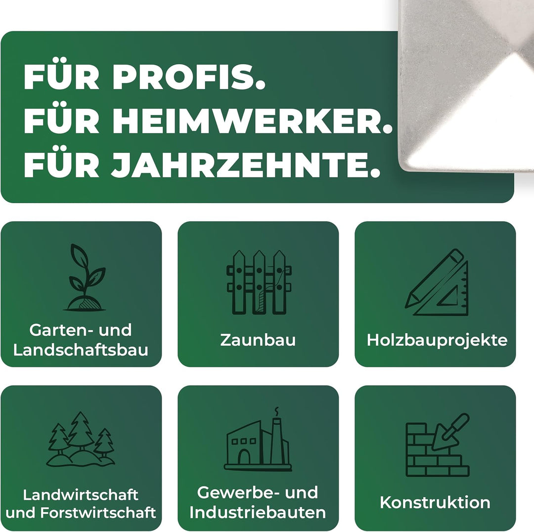 Novatool 5 Stück Pfostenkappen 71x71mm verzinkt mit Schrauben, Pfostenabdeckung Pfostenkappe 7,1cm H