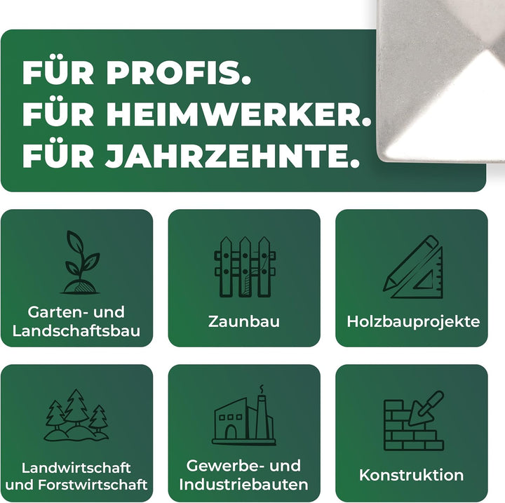 Novatool 5 Stück Pfostenkappen 71x71mm verzinkt mit Schrauben, Pfostenabdeckung Pfostenkappe 7,1cm H