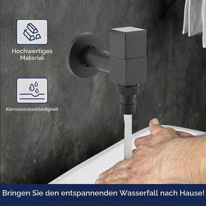 Wasserhahn Schwarz G1/2 Thread Mopp Pool Messing Quadrat Wandmontage Wäsche Kaltwasser Waschbecken W