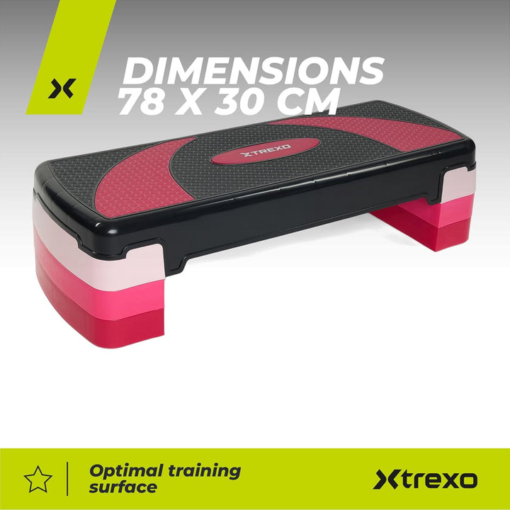 TREXO Aerobic Step 78 x 30 cm Für Cardio- und Fitnesstraining Höhenverstellbar 10-20 cm Langlebig au