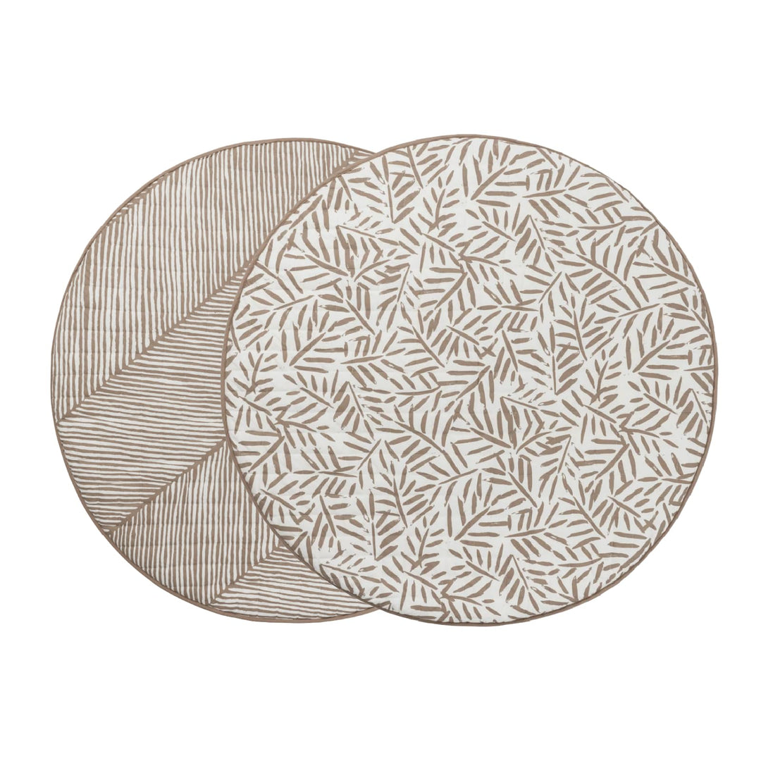 Toddlekind Krabbeldecke für Babys, Blattmuster, handgenäht, Baby-Spielmatte aus Bio-Baumwolle, 125 c