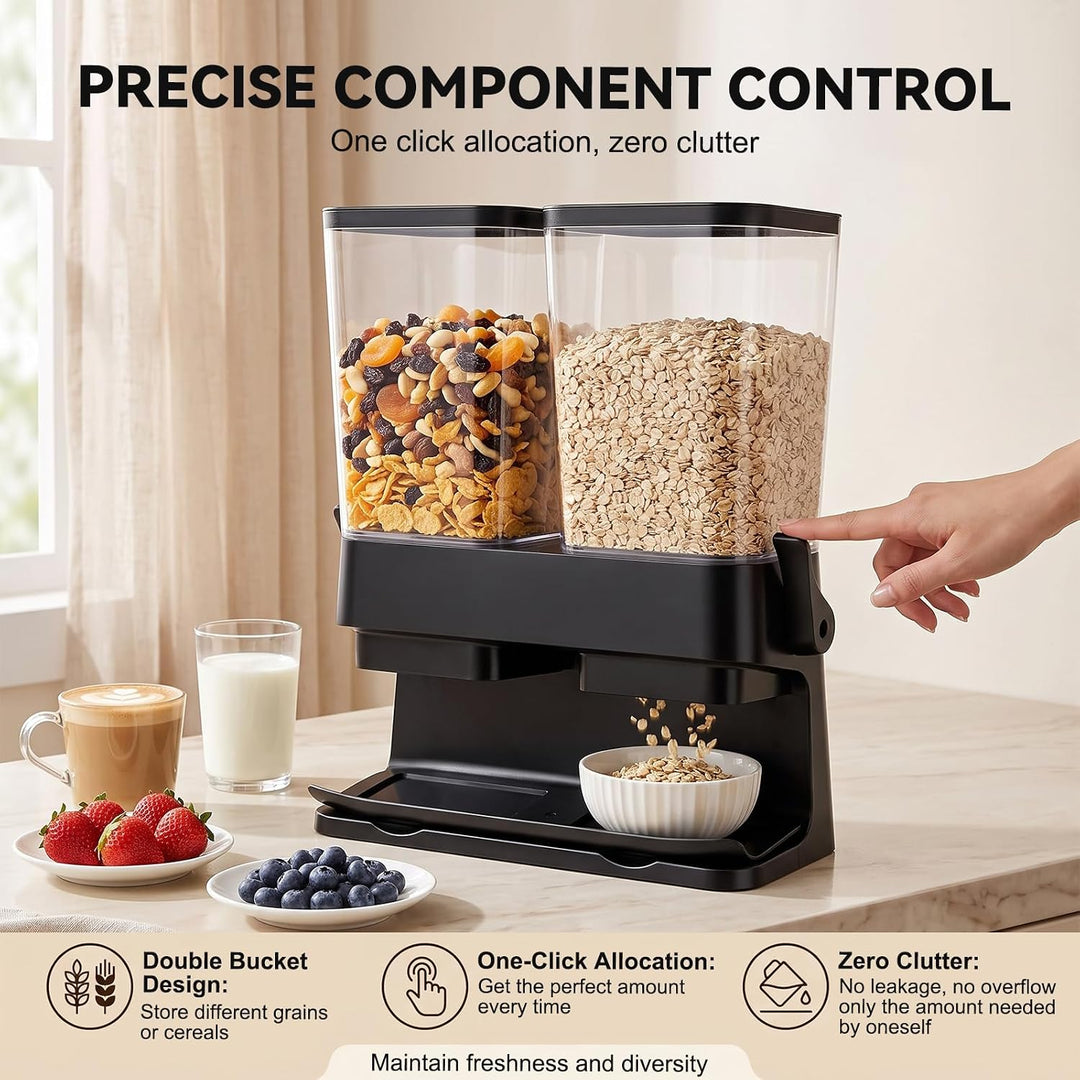 Müslispender 2er Pack, Müslispender doppelt,Doppelte 3L Luftdichte Müsli-Speicherkiste,Lebensmittels