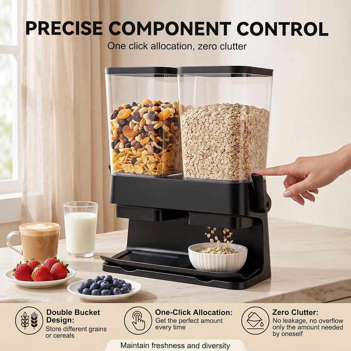 Müslispender 2er Pack, Müslispender doppelt,Doppelte 3L Luftdichte Müsli-Speicherkiste,Lebensmittels