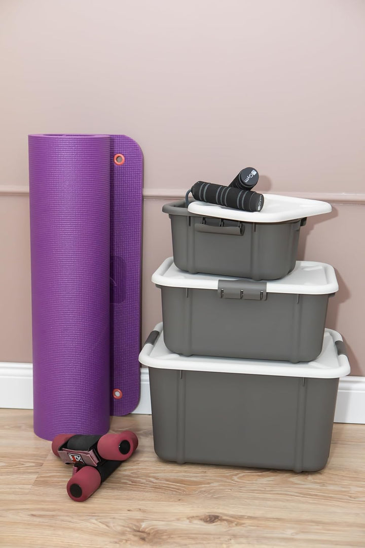 BranQ - Home essential Universeller Aufbewahrungsbehälter mit Deckel VELUR, 3er-Set, Grösse 16 l, BP