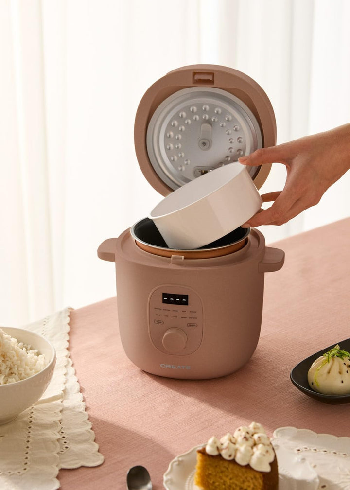 CREATE Rice Cooker Studio, elektrischer Reiskocher, multifunktional, 1,2 l, Mokka/programmierbar bis