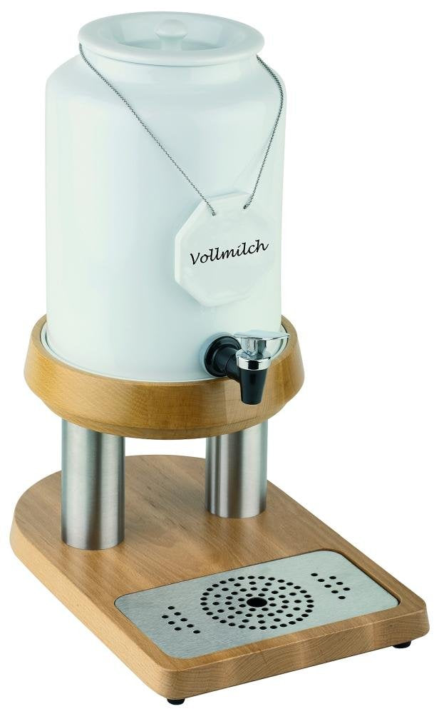 APS 10840 Milchkanne -TOP FRESH-, 23 x 32 cm, H: 42 cm, Porzellan, Edelstahl, Buche (versiegelt)