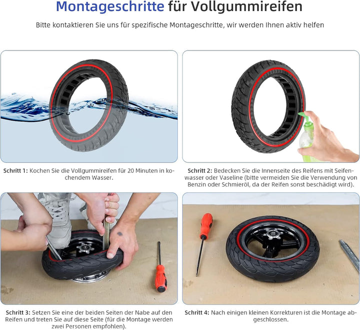 ulip 50/75-6.1 Solid Scooter Reifen 8,5 Zoll Hochelastischer Vollgummireifen e Scooter Vollreifen fü