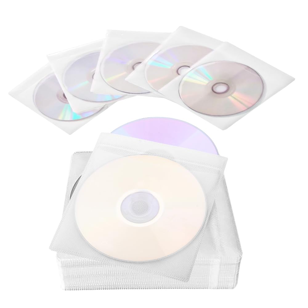 600PCS CD DVD-Hüllen, PUDSIRN Premium CD Doppelseitige Kunststoffhülle für CD- und DVD-Aufbewahrungs