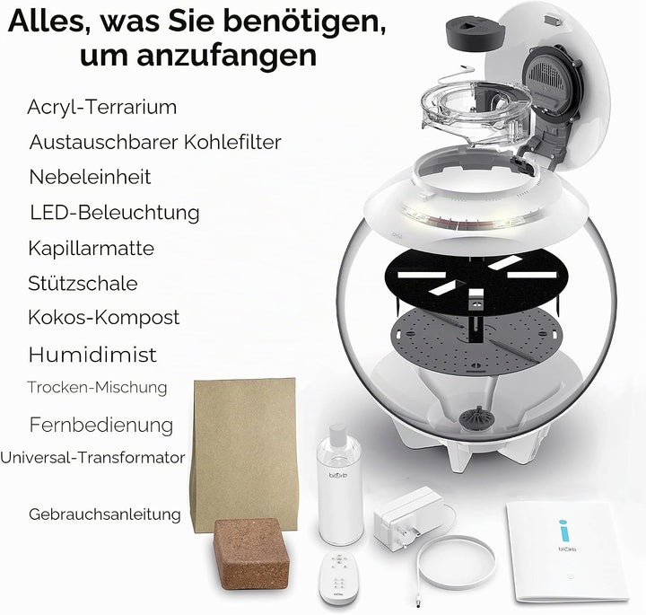 biOrb AIR 30 schwarz - Terrarium mit LED-Beleuchtung / Acryl-Becken zur Pflanzenpflege / für empfind
